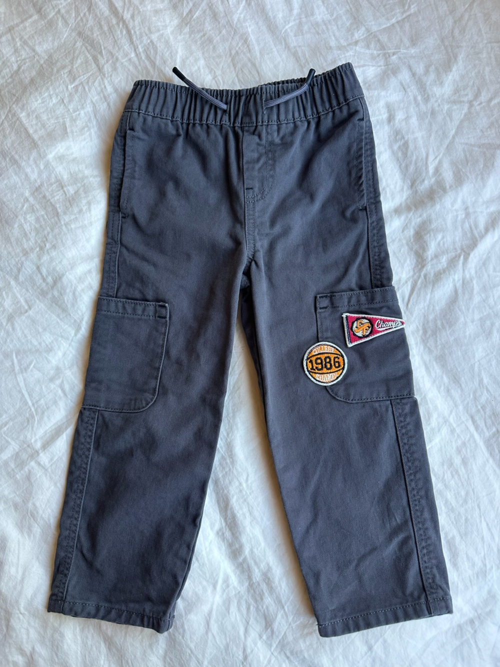 Dark Gray Cargo Pants with Patch Details